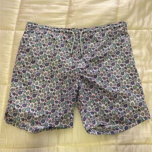 Peter Millar men's swim shorts, turtle tide size, large pink, blue, and green